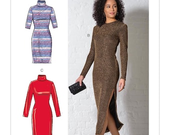Patrón de costura para vestido de mujer, patrón McCall's M7999, nuevo patrón, vestido ajustado de punto elástico