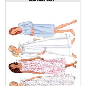 Sewing Pattern for Misses' & Misses Petite Diamond-Neck Nightgowns, Butterick Pattern B6838, Sleepwear, Nightgowns, Womens Nightgown Pattern image 3