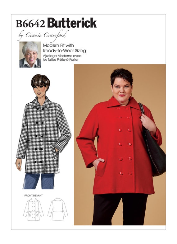 Easy Button Up Down Shirt Collar Connie Crawford Butterick Sewing Pattern XXL-6X