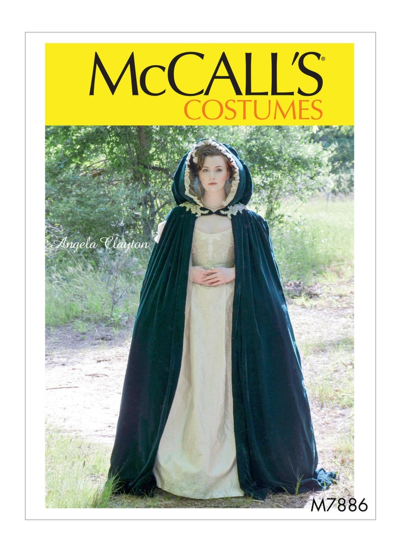Sewing Pattern for Womens Historical Cape Costume, McCalls Pattern M7886, Designer: Angela Clayton, Theatrical, Halloween, Cosplay, Wedding 
