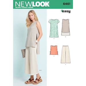 Sewing Pattern for Womens Dress, Tunic, Top & Cropped Pants, New Look Pattern N6461, New Pattern, Summer Styles, Womens Wardrobe, Loose Fit