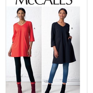 Sewing Pattern for Womens Tunic and Dress in Misses Sizes, McCall's Pattern M7871, New Pattern, Womens Loose Fit, Pullover Tunic and Dress