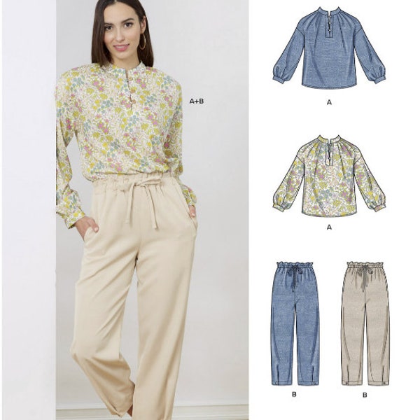 Sewing Pattern for Womens Top and Pull-On Pant, New Look Pattern N6704, New Pattern, Womens Blouse & Cropped Casual Pants, Easy Sew