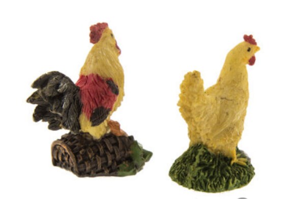 60 Pcs Mini Resin Chicken Figurines - Tiny Rooster Hen Farm Animals For Dollhouse