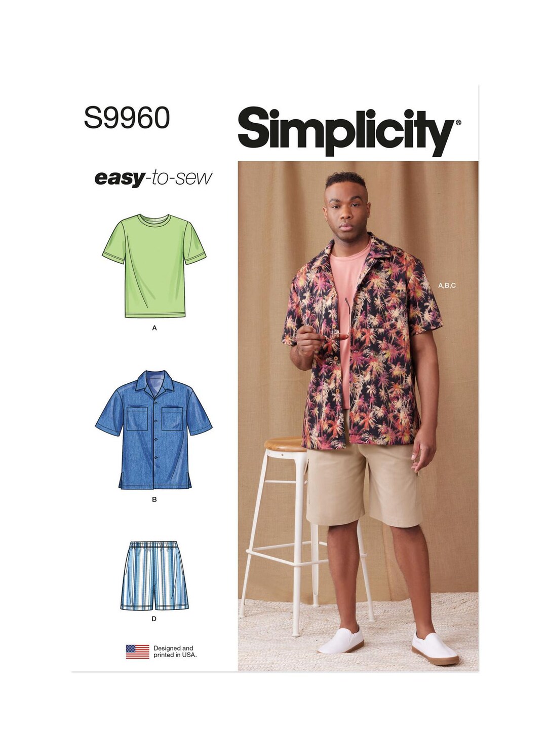 Sewing Pattern for Mens T-shirt, Shirt and Shorts, Simplicity Pattern ...