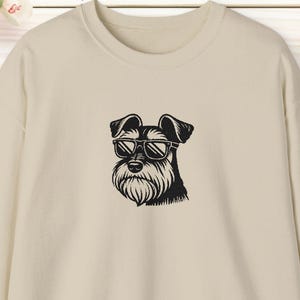 EMBROIDERED Schnauzer Sweatshirt Cute Minimalist Cool Schnauzer Mama Mom Dad embroidery Shirt Tee Crewneck Unisex Crewneck Sweater Preppy