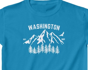 Washington Kids Shirt Heavy Cotton™ Tee, Home State Evergreen State, Hiking, Camping Outdoor Lover Travel Gift Back to School t-shirt
