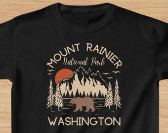Mount Rainier Kids Shirt Heavy Cotton™ Tee, Washington National Park shirt Home State Gift for Travel Camping Hiking PNW Pacific Northwest