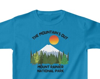 Mount Rainier Kids Shirt Heavy Cotton™ Tee, Washington National Park shirt The Mountain's Out Gift Travel PNW Pacific Northwest Mt Rainier