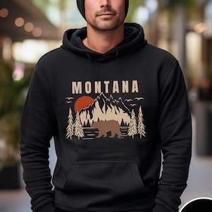 Montana Hoodie Sweatshirt, Big Sky County Camping Hiking Outdoorsy Hoodie 406 Gift Travel Souvenir Shirt Camp Aesthetic Hooded Sweater