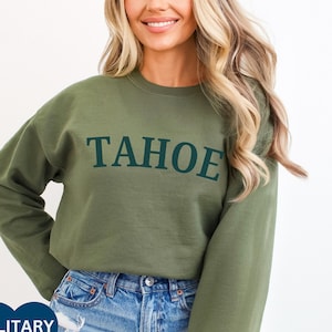 Tahoe Sweatshirt, Varsity Group Tee Girls Trip Souvenir, Aesthetic Lake Tahoe Crewneck Tahoe Shirt Trendy Varsity Style Sweatshirt Ski Tahoe