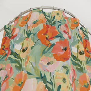 Watercolor Poppy Shower Colorful Abstract Poppies Curtain Cottage Core Botanical Bathroom Decor Floral Shower Decor Cottagecore Whimsical
