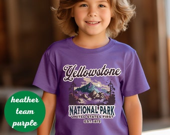 Yellowstone National Park Kid's shirt, Youth Short Sleeve Tee Girls, Boys T-shirt Slightly distressed Yellowstone National Park Shirt, Gift