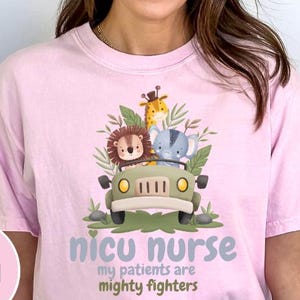 NICU Comfort Colors, My Patients Are Mighty Fighters Safari NICU Nurse Appreciation RN Gift Neonatal Intensive Care Unit Tee Unisex T-shirt