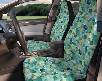 Sea Glass Seat Covers (2 pcs) High-Quality Fabric Beachy Ocean Lover Surfer Car Accessory New Car Gift for Driver Pair Universal Car Seat