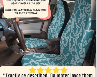 Whale Shark Car Seat Cover (2 pcs) High-Quality Fabric Vehicle Seat Protector Blue Coastal Beach Ocean Car Accessory New Car Universal Cover