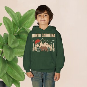 Youth North Carolina Mountains Bear Hoodie – Outdoor Travel Apparel image 11