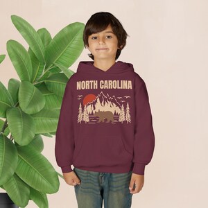 Youth North Carolina Mountains Bear Hoodie – Outdoor Travel Apparel image 10