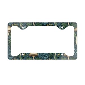 Cute Retro Mushroom Flower Metal License Plate Frame Car Decor Boho Florall Car Accessories Driver Cottagecore Nature Lover new car gift