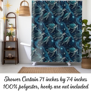 Sea Turtle Shower Curtain Coastal Decor Seascape Beach House Shower Ocean Bathroom Accessories Seaside Beachy Blue Bathroom Decor Bathmat