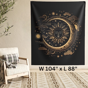 Celestial Tapestry, Sun & Moon Tapestry, Moon Home Decoration Decor, Tapestry Aesthetic, Wall Hangings Indoor Wall Tapestries, Dorm Decor 2