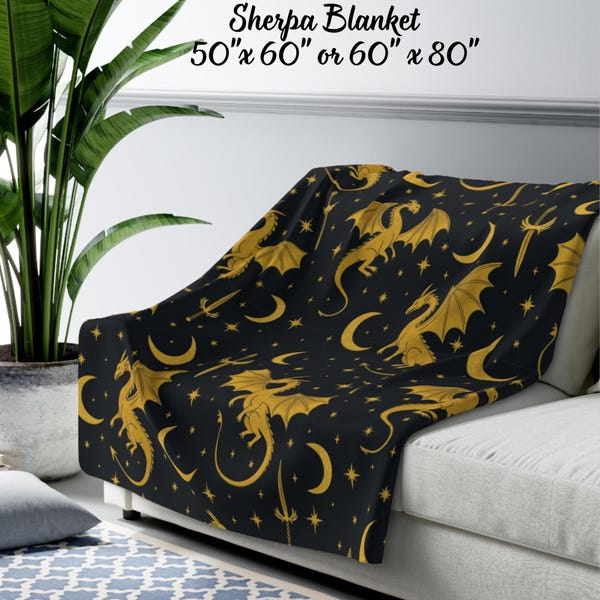 Manta polar Sherpa con diseño de dragón de fantasía, acogedora, floral, estilo cabaña oscura, con temática de libros, romance, lectura, elegante decoración para el hogar, regalo de inauguración de la casa