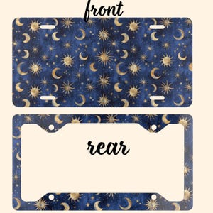 Celestial Metal License Plate Frame Car Decor Night Sky Star and Moon Galaxy Accessories Driver Cottagecore Nature Lover Ethereal Celestial