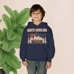 Youth North Carolina Mountains Bear Hoodie – Outdoor Travel Apparel image 14