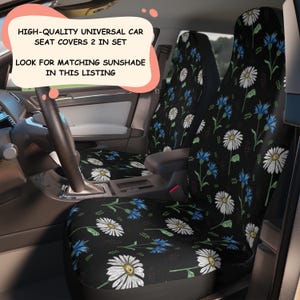 Cottagecore Boho Wildflower Car Seat Cover 2pc Set Cute Dark Cottage Core Aesthetic High-Quality Fabric Car Decor Botanical Car Accessories