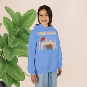 Youth North Carolina Mountains Bear Hoodie – Outdoor Travel Apparel image 6