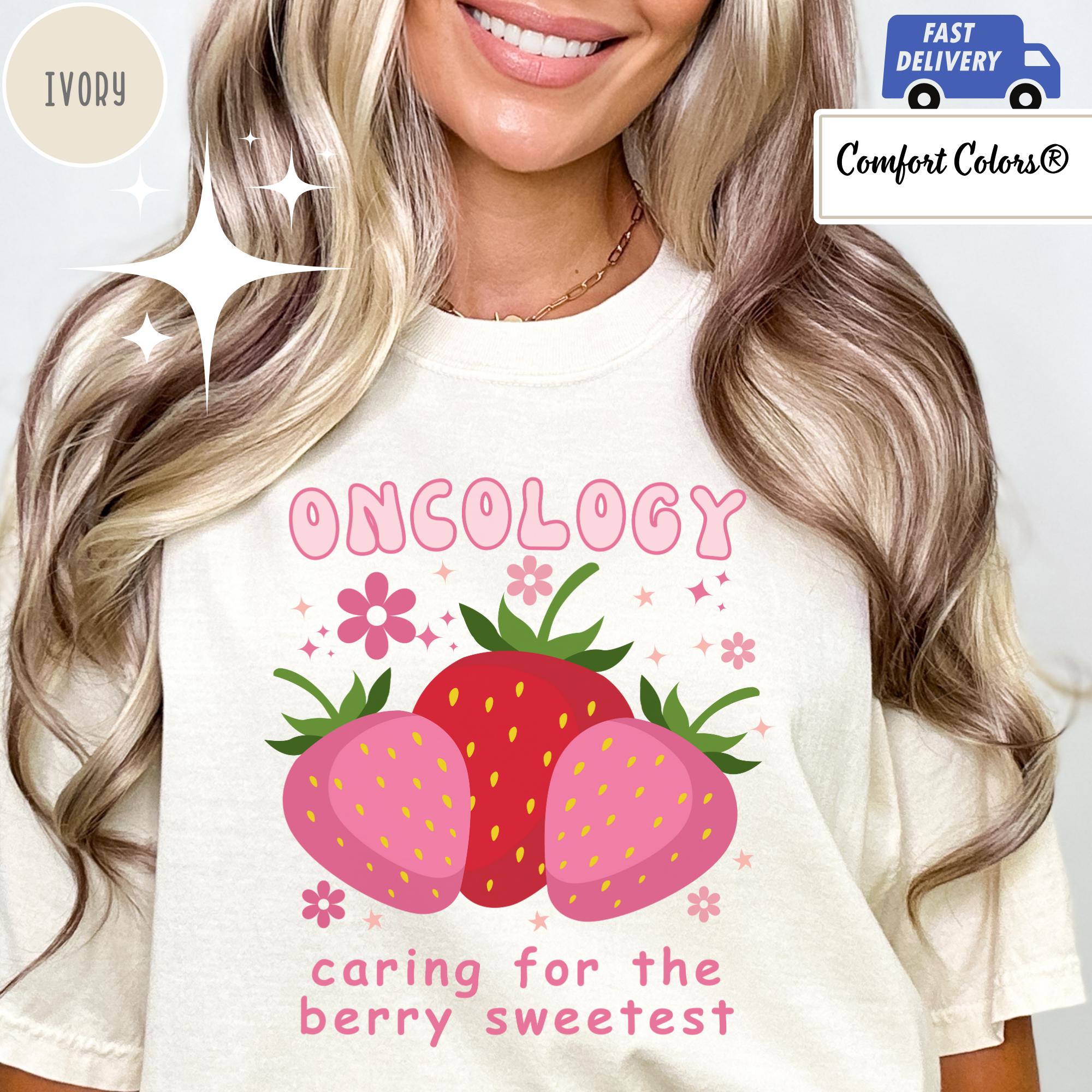 Comfort Colors® Oncology Nurse T Shirt Gift, Strawberry Fighting Cancer Oncology Department Nurse T-Shirt, Gift RN Tee Nurse Crewneck Tee