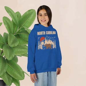 Youth North Carolina Mountains Bear Hoodie – Outdoor Travel Apparel image 7