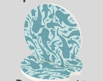 Whale Shark Car Coaster 1 or Set of 2 Car Interior Decor Coaster Soapstone Drink Holder Auto Accessories Gift for Ocean Beachy Coastal Lover