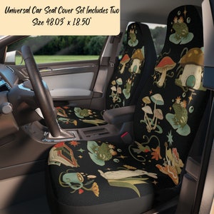 Car Accessories Boho Car Seat Covers, Frog Car Decor Seat Covers, Whimsical Pair of Covers for Car Seats, Cottage Core Cute Car Accessories