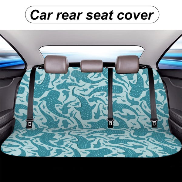 Fundas para asientos traseros de coche con diseño de tiburón ballena: Fundas exclusivas con temática playera y oceánica para asientos de coche, juego universal de fundas protectoras para asientos de coche.