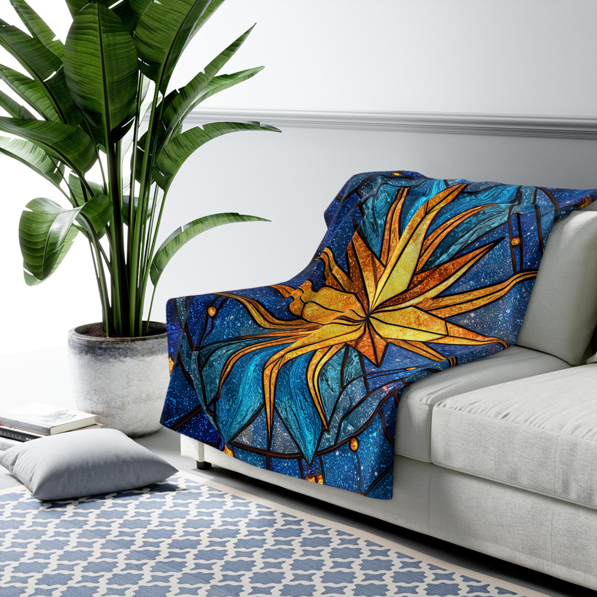 Starry☆Sky ブランケット Autumn&Winter Celestial North Star Sherpa Fleece Blanket Faux Stained Glass