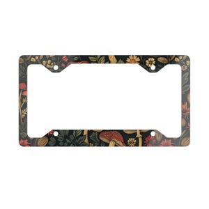 Cute Retro Mushroom Flower Metal License Plate Frame Car Decor Boho Florall Car Accessories Driver Cottagecore Nature Lover new car gift