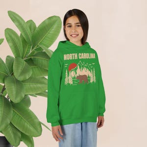 Youth North Carolina Mountains Bear Hoodie – Outdoor Travel Apparel image 5