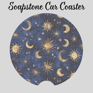 Celestial Coaster 1 or set of 2 Night Sky Star Moon Galaxy Accessories Interior Coaster Soapstone Drink Holder Auto Accessories Unique Gift