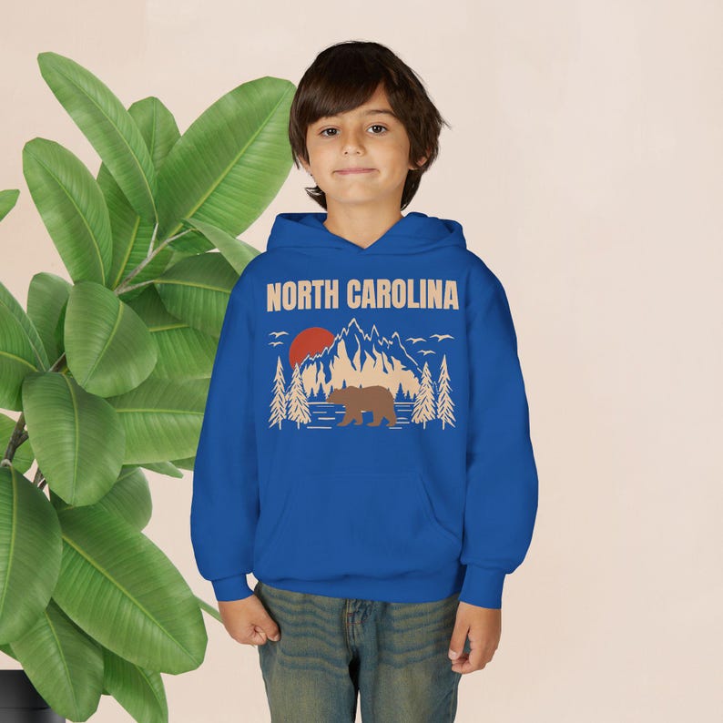 Youth North Carolina Mountains Bear Hoodie – Outdoor Travel Apparel image 13