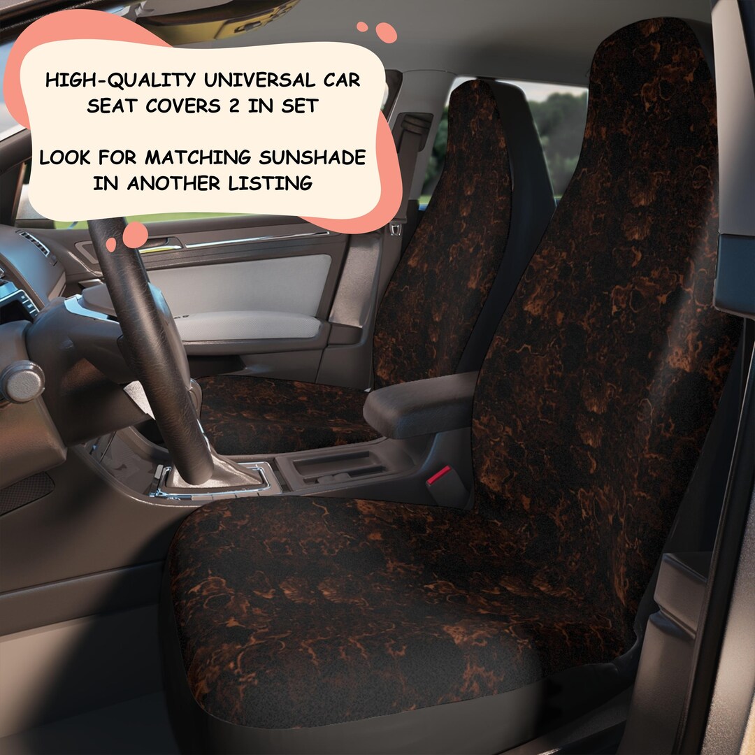DARK TORTOISE Shell Print Car Seat Covers (2 Pc) Universal High-quality ...