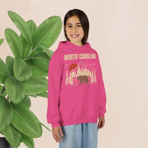 Youth North Carolina Mountains Bear Hoodie – Outdoor Travel Apparel image 8