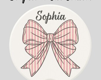 Custom Trendy Preppy Pink Bow Coaster Personalized Accessories Interior Coaster Soapstone Drink Holder Auto Accessories Unique Gift
