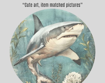 Posavasos de tiburón colorido con diseño de gran tiburón blanco, posavasos interior de esteatita, soporte para bebidas, accesorio para auto, regalo por menos de 10 dólares, decoración con temática oceánica.