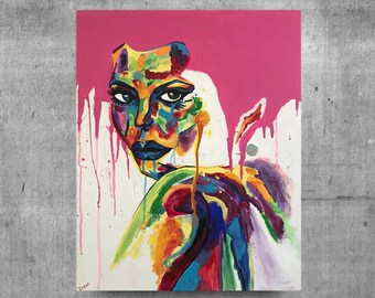 Women’s Art, Acrylic Painting, Goddess Painting, Women Painting, Pink Painting, Colorful Women Art, Powerful Women Art, Painting For Women