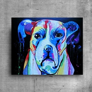 Dog Painting, Puppy Dog Art, Original Painting, Rainbow Dog Art, Wall Decor, Pet Painting, Home Decor, Wall Art, Animal Art, One of a Kind image 1