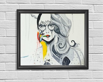 Woman Art, Black And White, Unique Artwork, Original Painting, Living Room Art, Home Wall Decor, Great Gift, Abstract Modern Art, Home Decor