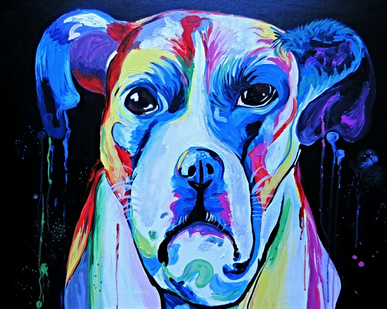Dog Painting, Puppy Dog Art, Original Painting, Rainbow Dog Art, Wall Decor, Pet Painting, Home Decor, Wall Art, Animal Art, One of a Kind image 4