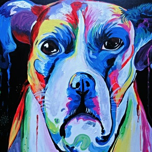 Dog Painting, Puppy Dog Art, Original Painting, Rainbow Dog Art, Wall Decor, Pet Painting, Home Decor, Wall Art, Animal Art, One of a Kind image 2