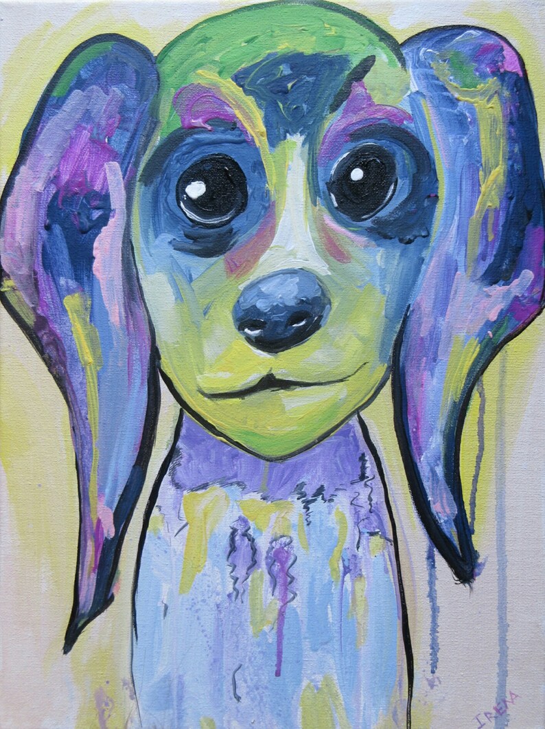 Dog Painting, Dog Art, Nursery Wall Art, Animal Decor, Puppy Wall Decor, Original Painting